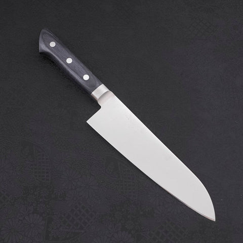 Santoku AUS-8 Polished Western Blue Handle 180mm-AUS-8-Polished-Japanese Handle-[Musashi]-[Japanese-Kitchen-Knives]