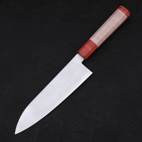 Santoku Blue Super Polished Maple Red Handle 180mm-Blue Super-Polished-Japanese Handle-[Musashi]-[Japanese-Kitchen-Knives]