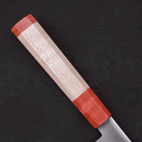 Santoku Blue Super Polished Maple Red Handle 180mm-Blue Super-Polished-Japanese Handle-[Musashi]-[Japanese-Kitchen-Knives]