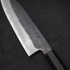 Santoku Blue steel #1 Kurouchi Suminagashi Buffalo Ebony Handle 170mm-Blue steel #1-Damascus-Japanese Handle-[Musashi]-[Japanese-Kitchen-Knives]