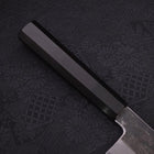 Santoku Blue steel #1 Kurouchi Suminagashi Buffalo Ebony Handle 170mm-Blue steel #1-Damascus-Japanese Handle-[Musashi]-[Japanese-Kitchen-Knives]