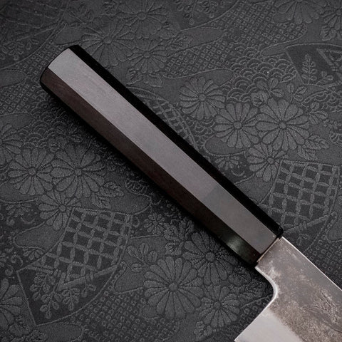 Santoku Blue steel #1 Kurouchi Suminagashi Buffalo Ebony Handle 170mm-Blue steel #1-Damascus-Japanese Handle-[Musashi]-[Japanese-Kitchen-Knives]