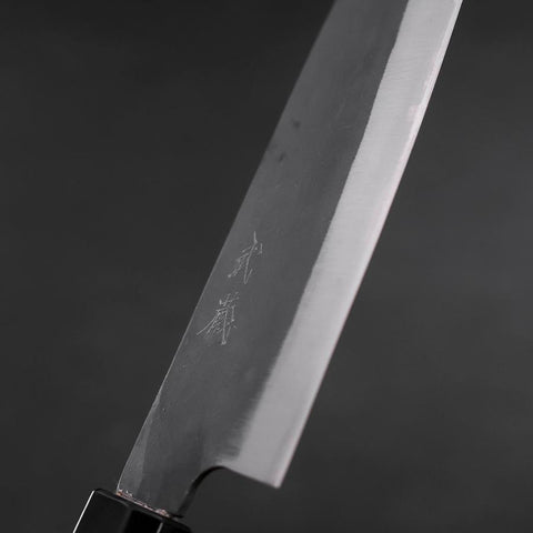 Santoku Blue steel #1 Stainless Clad Kurouchi Buffalo Magnolia Handle 165mm-[Musashi]-[Japanese-Kitchen-Knives]