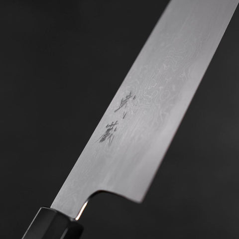 Santoku Blue steel #1 Suminagashi Buffalo Ebony Handle 170mm-[Musashi]-[Japanese-Kitchen-Knives]