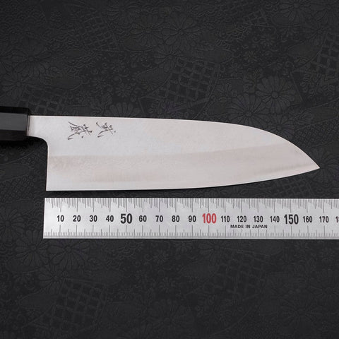 Santoku Blue steel #2 Damascus Buffalo Ebony Handle 165mm-Blue steel #2-Damascus-Japanese Handle-[Musashi]-[Japanese-Kitchen-Knives]