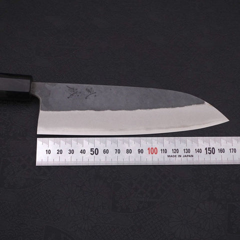 Santoku Blue steel #2 Kurouchi Buffalo Ebony Handle 165mm-Blue steel #2-Kurouchi-Japanese Handle-[Musashi]-[Japanese-Kitchen-Knives]