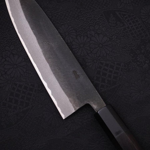 Santoku Blue steel #2 Kurouchi Chokin Nami-Fuji Buffalo Ebony Handle 170mm-Blue steel #2-Kurouchi-Japanese Handle-[Musashi]-[Japanese-Kitchen-Knives]