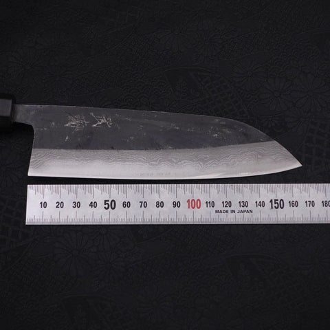 Santoku Blue steel #2 Kurouchi Damascus Buffalo Ebony Handle 165mm-Blue steel #2-Damascus-Japanese Handle-[Musashi]-[Japanese-Kitchen-Knives]