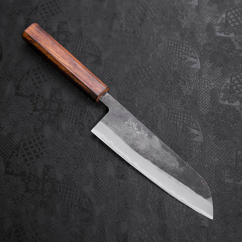 Santoku Blue steel #2 Kurouchi Sumi Urushi Handle 165mm-Blue steel #2-Kurouchi-Japanese Handle-[Musashi]-[Japanese-Kitchen-Knives]