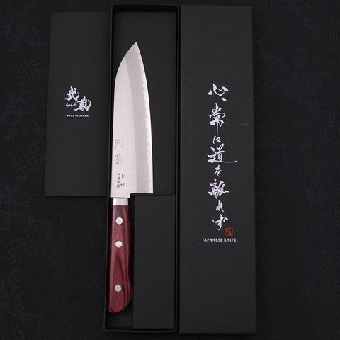 Santoku Blue steel #2 Stainless Clad Western Handle 165mm-Blue steel #2-Polished-Western Handle-[Musashi]-[Japanese-Kitchen-Knives]