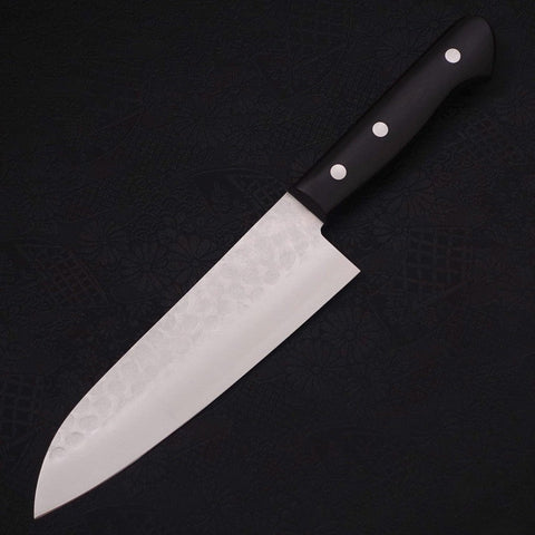 Santoku Blue steel #2 Tsuchime Stainless Clad Western Handle 170mm-Blue steel #2-Tsuchime-Western Handle-[Musashi]-[Japanese-Kitchen-Knives]