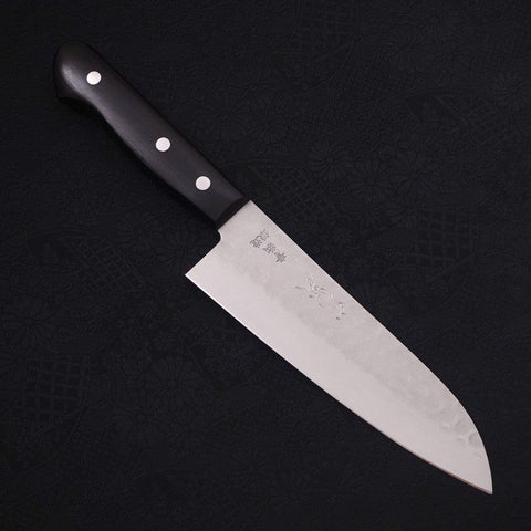 Santoku Blue steel #2 Tsuchime Stainless Clad Western Handle 170mm-Blue steel #2-Tsuchime-Western Handle-[Musashi]-[Japanese-Kitchen-Knives]