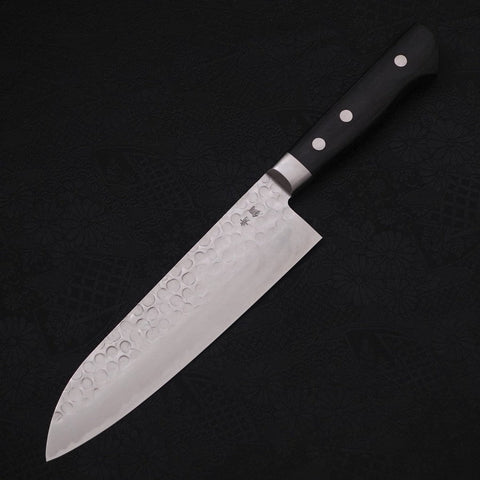 Santoku Blue steel #2 Tsuchime Stainless Clad Western Handle 175mm-Blue steel #2-Tsuchime-Western Handle-[Musashi]-[Japanese-Kitchen-Knives]