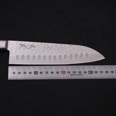 Santoku Blue steel #2 Tsuchime Stainless Clad Western Handle 175mm-Blue steel #2-Tsuchime-Western Handle-[Musashi]-[Japanese-Kitchen-Knives]