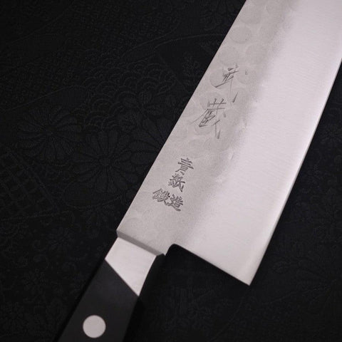 Santoku Blue steel #2 Tsuchime Stainless Clad Western Handle 180mm-Blue steel #2-Tsuchime-Western Handle-[Musashi]-[Japanese-Kitchen-Knives]