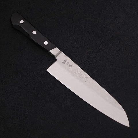 Santoku Blue steel #2 Tsuchime Stainless Clad Western Handle 180mm-Blue steel #2-Tsuchime-Western Handle-[Musashi]-[Japanese-Kitchen-Knives]