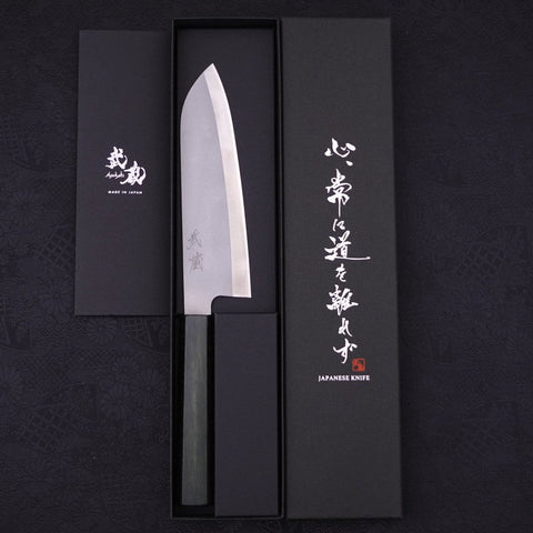 Santoku HAP-40 High Speed Tool Stee Green Urushi Handle 170mm-Polished-HAP-40-Japanese Handle-[Musashi]-[Japanese-Kitchen-Knives]