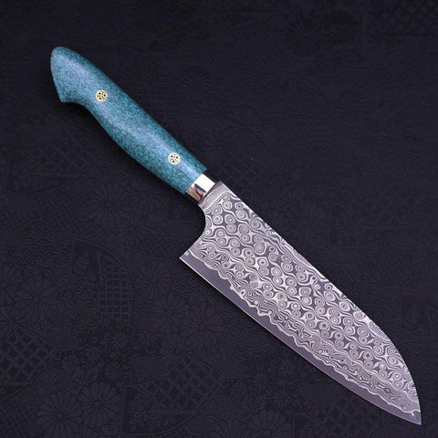 Santoku SG-2 Damascus Turquoise Green Handle 170mm-SG-2-Damascus-Western Handle-[Musashi]-[Japanese-Kitchen-Knives]