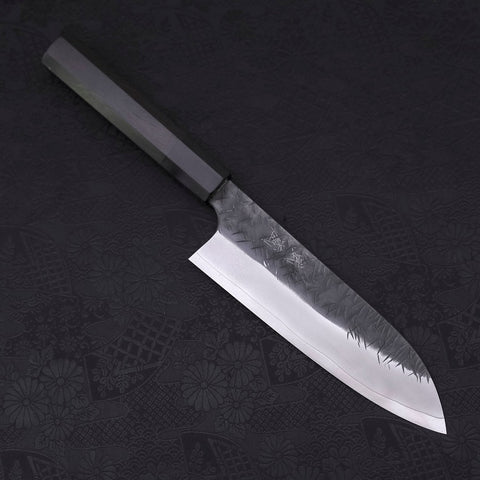 Santoku SG-2 Kurouchi Tsuchime Buffalo Ebony Handle 170mm-SG-2-Kurouchi-Japanese Handle-[Musashi]-[Japanese-Kitchen-Knives]