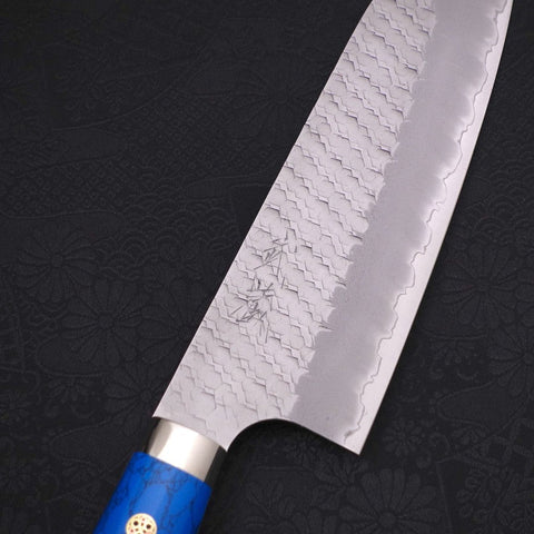 Santoku SG-2 Tsuchime Turquoise Blue Handle 170mm-SG-2-Tsuchime-Western Handle-[Musashi]-[Japanese-Kitchen-Knives]