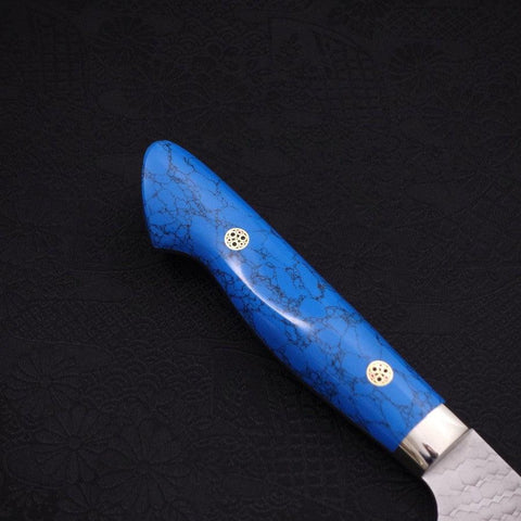 Santoku SG-2 Tsuchime Turquoise Blue Handle 170mm-SG-2-Tsuchime-Western Handle-[Musashi]-[Japanese-Kitchen-Knives]