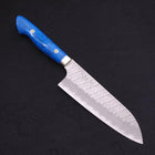 Santoku SG-2 Tsuchime Turquoise Blue Handle 170mm-SG-2-Tsuchime-Western Handle-[Musashi]-[Japanese-Kitchen-Knives]