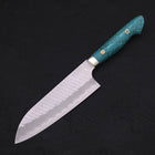 Santoku SG-2 Tsuchime Turquoise Green Handle 170mm-SG-2-Tsuchime-Western Handle-[Musashi]-[Japanese-Kitchen-Knives]