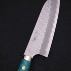 Santoku SG-2 Tsuchime Turquoise Green Handle 170mm-SG-2-Tsuchime-Western Handle-[Musashi]-[Japanese-Kitchen-Knives]