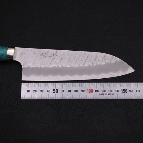 Santoku SG-2 Tsuchime Turquoise Green Handle 170mm-SG-2-Tsuchime-Western Handle-[Musashi]-[Japanese-Kitchen-Knives]