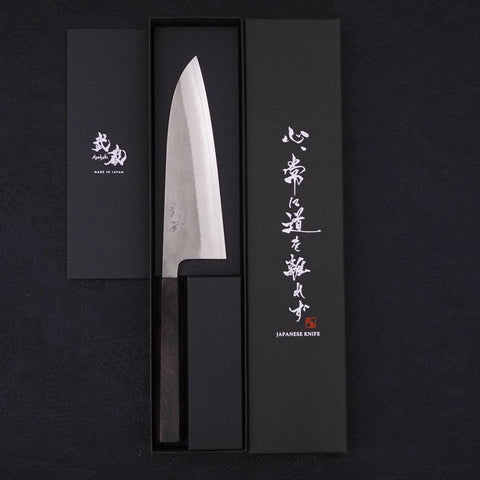 Santoku SKD11 Nashiji Ebony Handle 165mm-SKD11-Nashiji-Japanese Handle-[Musashi]-[Japanese-Kitchen-Knives]