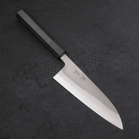 Santoku SKD11 Nashiji Ebony Handle 165mm-SKD11-Nashiji-Japanese Handle-[Musashi]-[Japanese-Kitchen-Knives]