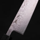 Santoku SLD Wave Nickel Damascus Black Ishime Urushi Handle 165mm-SLD-Damascus-Japanese Handle-[Musashi]-[Japanese-Kitchen-Knives]