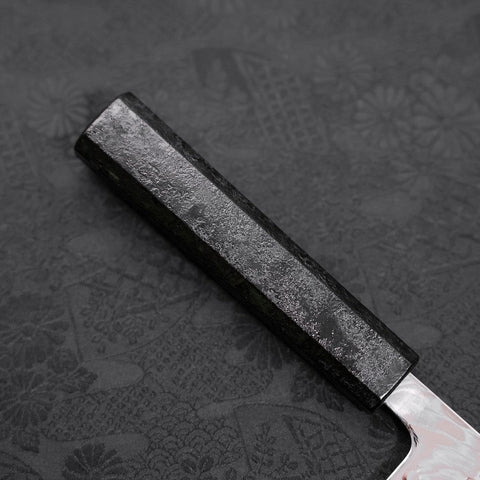 Santoku SLD Wave Nickel Damascus Black Ishime Urushi Handle 165mm-SLD-Damascus-Japanese Handle-[Musashi]-[Japanese-Kitchen-Knives]