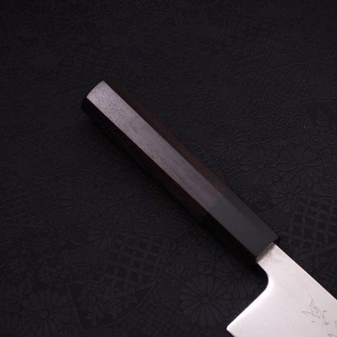 Santoku SLD Wave Nickel Damascus Buffalo Ebony Handle 165mm-SLD-Damascus-Japanese Handle-[Musashi]-[Japanese-Kitchen-Knives]