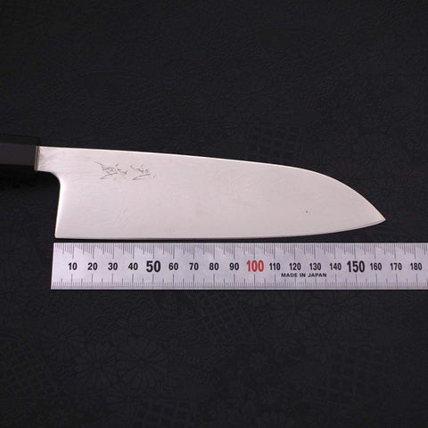 Santoku SLD Wave Nickel Damascus Buffalo Ebony Handle 165mm-SLD-Damascus-Japanese Handle-[Musashi]-[Japanese-Kitchen-Knives]