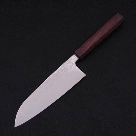 Santoku SLD Wave Nickel Damascus Purple Urushi Handle 165mm-SLD-Damascus-Japanese Handle-[Musashi]-[Japanese-Kitchen-Knives]