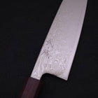 Santoku SLD Wave Nickel Damascus Purple Urushi Handle 165mm-SLD-Damascus-Japanese Handle-[Musashi]-[Japanese-Kitchen-Knives]