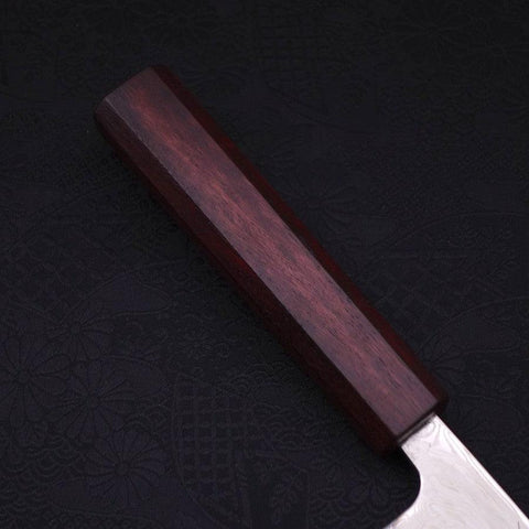 Santoku SLD Wave Nickel Damascus Purple Urushi Handle 165mm-SLD-Damascus-Japanese Handle-[Musashi]-[Japanese-Kitchen-Knives]