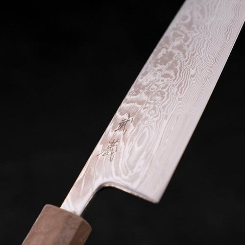 Santoku SLD Wave Nickel Damascus White Urushi Handle 165mm-SLD-Damascus-Japanese Handle-[Musashi]-[Japanese-Kitchen-Knives]