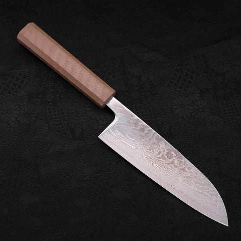 Santoku SLD Wave Nickel Damascus White Urushi Handle 165mm-SLD-Damascus-Japanese Handle-[Musashi]-[Japanese-Kitchen-Knives]