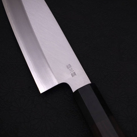 Santoku Silver Steel #3 Kasumi Chokin Sakura Fuji Buffalo Ebony Handle 180mm-Silver steel #3-Kasumi-Japanese Handle-[Musashi]-[Japanese-Kitchen-Knives]