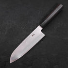 Santoku Silver Steel #3 Kasumi Chokin Samurai Full Moon Buffalo Ebony Handle 170mm-Silver steel #3-Kasumi-Japanese Handle-[Musashi]-[Japanese-Kitchen-Knives]