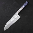 Santoku Silver Steel #3 Nashiji Ocean Blue White Handle 165mm-Silver steel #3-Nashiji-Ocean Handle-[Musashi]-[Japanese-Kitchen-Knives]