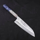 Santoku Silver Steel #3 Nashiji Ocean Blue White Handle 165mm-Silver steel #3-Nashiji-Ocean Handle-[Musashi]-[Japanese-Kitchen-Knives]