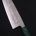 Santoku Silver Steel #3 Nashiji Ocean Green Handle 165mm-Silver steel #3-Nashiji-Ocean Handle-[Musashi]-[Japanese-Kitchen-Knives]