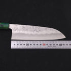 Santoku Silver Steel #3 Nashiji Ocean Green Handle 165mm-Silver steel #3-Nashiji-Ocean Handle-[Musashi]-[Japanese-Kitchen-Knives]