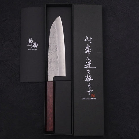 Santoku Silver Steel #3 Nashiji Purple Urushi Handle 165mm-Silver steel #3-Nashiji-Japanese Handle-[Musashi]-[Japanese-Kitchen-Knives]