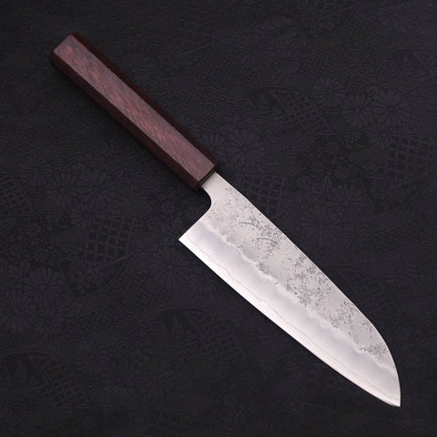 Santoku Silver Steel #3 Nashiji Purple Urushi Handle 165mm-Silver steel #3-Nashiji-Japanese Handle-[Musashi]-[Japanese-Kitchen-Knives]