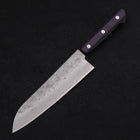 Santoku Silver Steel #3 Nashiji Western Purple Handle 180mm-Silver steel #3-Nashiji-Western Handle-[Musashi]-[Japanese-Kitchen-Knives]