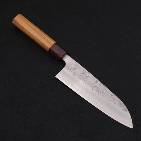 Santoku Silver Steel #3 Nashiji Zelkova Handle 165mm-Silver steel #3-Nashiji-Japanese Handle-[Musashi]-[Japanese-Kitchen-Knives]